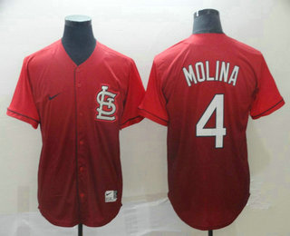 Men's St. Louis Cardinals #4 Yadier Molina Nike Red Fade Stitched Jersey