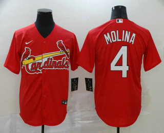 Men's St. Louis Cardinals #4 Yadier Molina Red Stitched MLB Cool Base Nike Jersey