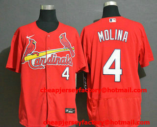 Men's St. Louis Cardinals #4 Yadier Molina Red Stitched MLB Flex Base Nike Jersey