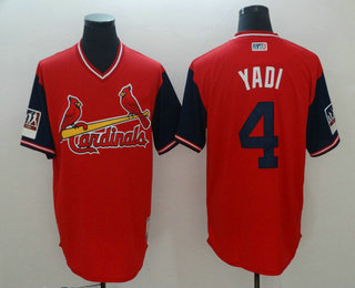 Men's St. Louis Cardinals #4 Yadier Molina Yadi Red 2018 LLWS Players Weekend Stitched Nickname Jersey