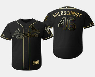 Men's St. Louis Cardinals #46 Paul Goldschmidt Black Gold Stitched MLB Flex Base Jersey