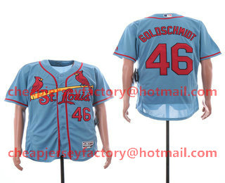 Men's St. Louis Cardinals #46 Paul Goldschmidt Light Blue Stitched MLB Flex Base Jersey