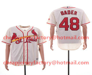 Men's St. Louis Cardinals #48 Harrison Bader Cream Stitched MLB Cool Base Jersey