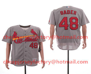 Men's St. Louis Cardinals #48 Harrison Bader Gray Road Stitched MLB Flex Base Jersey