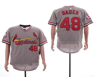 Men's St. Louis Cardinals #48 Harrison Bader Grey Pullover Stitched MLB Majestic Flex Base Jersey