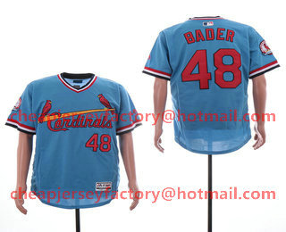 Men's St. Louis Cardinals #48 Harrison Bader Light Blue Pullover Stitched MLB Flex Base Jersey