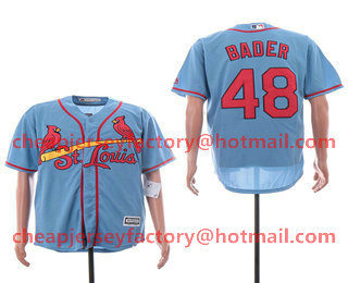 Men's St. Louis Cardinals #48 Harrison Bader Light Blue Stitched MLB Cool Base Jersey