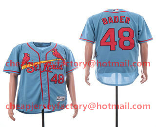 Men's St. Louis Cardinals #48 Harrison Bader Light Blue Stitched MLB Flex Base Jersey