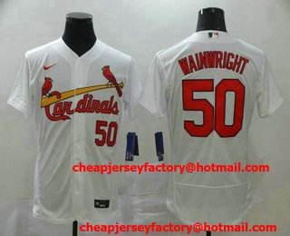 Men's St. Louis Cardinals #50 Adam Wainwright White Stitched MLB Flex Base Nike Jersey