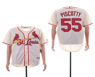 Men's St. Louis Cardinals #55 Stephen Piscotty Cream Stitched MLB Cool Base Jersey