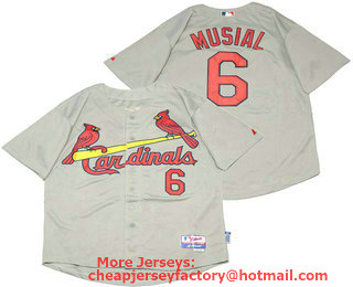 Men's St. Louis Cardinals #6 Stan Musial Gray  MLB Cool Base Jersey