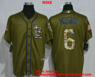 Men's St. Louis Cardinals #6 Stan Musial Green Salute To Service Stitched MLB Cool Base Nike Jersey