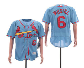 Men's St. Louis Cardinals #6 Stan Musial Light Blue Stitched MLB Flex Base Jersey