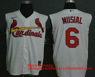 Men's St. Louis Cardinals #6 Stan Musial White 2020 Cool and Refreshing Sleeveless Fan Stitched MLB Nike Jersey