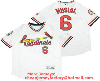 Men's St. Louis Cardinals #6 Stan Musial White Pullover 2016 Flexbase Baseball Jersey