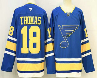 Men's St Louis Blues #18 Robert Thomas Light Blue Authentic Jersey