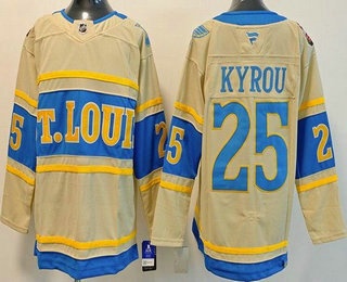 Men's St Louis Blues #25 Jordan Kyrou Cream 2025 Winter Classic Authentic Jersey