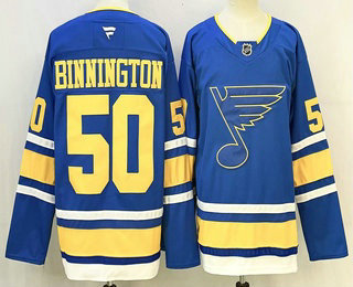 Men's St Louis Blues #50 Jordan Binnington Light Blue Authentic Jersey