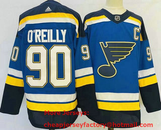 Men's St Louis Blues #90 Ryan O Reilly Blue With C Patch Adidas Stitched NHL Jersey