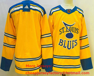 Men's St Louis Blues Blank Yellow 2022 Reverse Retro Authentic Jersey