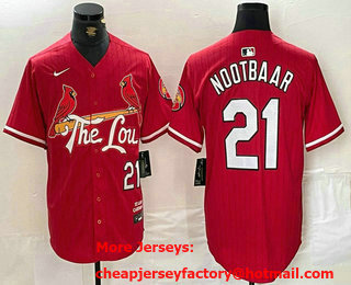 Men's St Louis Cardinals #21 Lars Nootbaar Red 2024 City Connect Limited Stitched Baseball Jersey