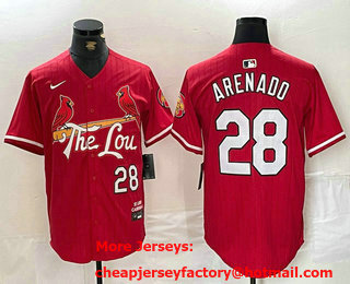 Men's St Louis Cardinals #28 Nolan Arenado Red 2024 City Connect Limited Stitched Baseball Jersey
