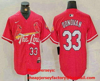 Men's St Louis Cardinals #33 Brendan Donovan Red 2024 City Connect Limited Stitched Baseball Jersey