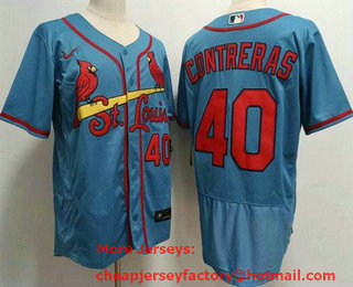 Men's St Louis Cardinals #40 Willson Contreras Blue Stitched MLB Flex Base Nike Jersey