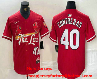 Men's St Louis Cardinals #40 Willson Contreras Red 2024 City Connect Limited Stitched Baseball Jersey