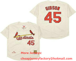 Men's St Louis Cardinals #45 Bob Gibson Cream 1964 Throwback Jersey