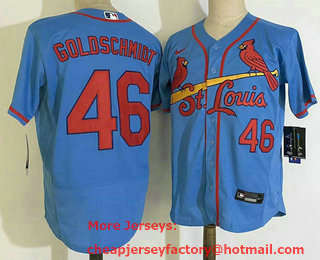 Men's St Louis Cardinals #46 Paul Goldschmidt Light Blue Stitched MLB Flex Base Nike Jersey