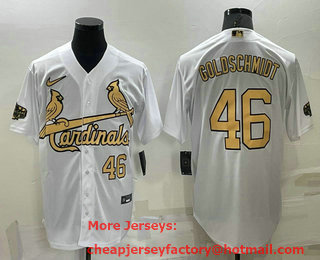 Men's St Louis Cardinals #46 Paul Goldschmidt Number White 2022 All Star Stitched Cool Base Nike Jersey