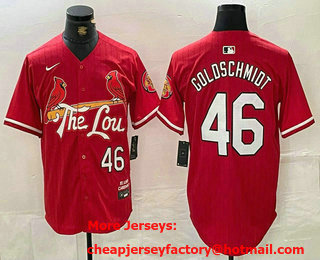 Men's St Louis Cardinals #46 Paul Goldschmidt Red 2024 City Connect Limited Stitched Baseball Jersey