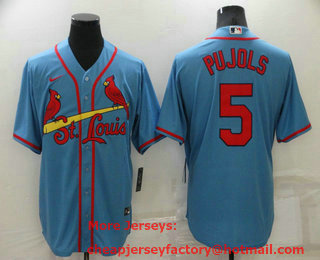 Men's St Louis Cardinals #5 Albert Pujols Light Blue Stitched MLB Cool Base Nike Jersey