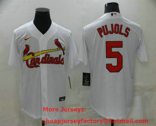 Men's St Louis Cardinals #5 Albert Pujols White Stitched MLB Cool Base Nike Jersey