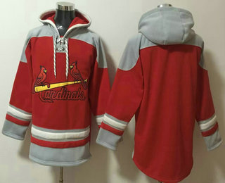 Men's St Louis Cardinals Blank Red Ageless Must Have Lace Up Pullover Hoodie