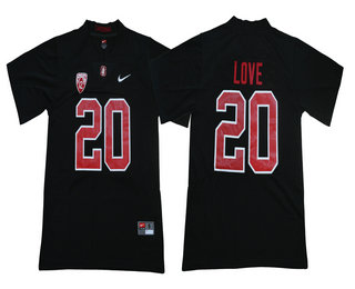 Men's Standford Cardinals #20 Bryce Love Blackout College Football Jersey