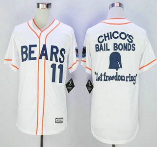 Men's Stitched Bad News BEARS Movie Chicos Bail Bonds Retro #11 Button Down Baseball Jersey