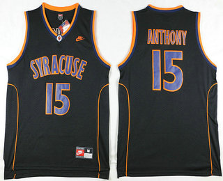 Men's Syracuse Orange #15 Camerlo Anthony Black With Orange College Basketball Nike Jersey