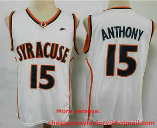 Men's Syracuse Orange #15 Camerlo Anthony White College Basketball Nike Jersey