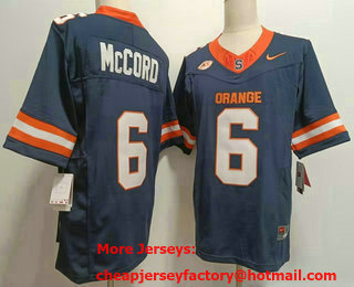 Men's Syracuse Orange #6 Kyle McCord Navy Blue FUSE College Football Jersey