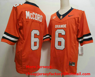 Men's Syracuse Orange #6 Kyle McCord Orange FUSE College Football Jersey