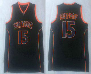 Men's Syracuse University #15 Carmelo Anthony Black Basketball College Jersey