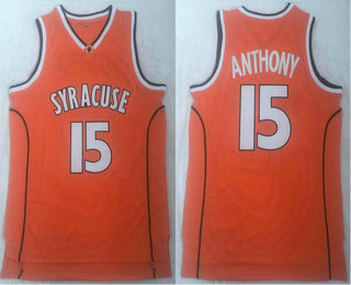 Men's Syracuse University #15 Carmelo Anthony Orange Basketball College Jersey