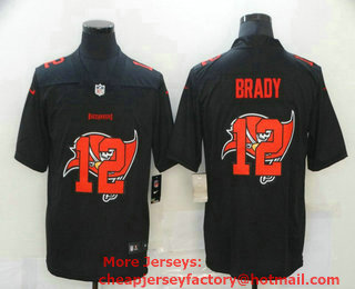 Men's Tampa Bay Buccaneers #12 Tom Brady Black 2020 Shadow Logo Vapor Untouchable Stitched NFL Nike Limited Jersey