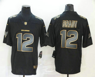 Men's Tampa Bay Buccaneers #12 Tom Brady Black Gold 2020 Vapor Untouchable Stitched NFL Nike Limited Jersey
