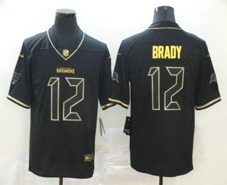Men's Tampa Bay Buccaneers #12 Tom Brady Black Golden Edition Vapor Limitd Jersey