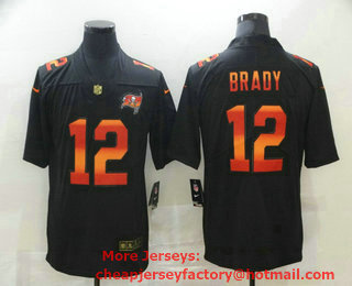 Men's Tampa Bay Buccaneers #12 Tom Brady Black Red Orange Stripe Vapor Limited Nike NFL Jersey