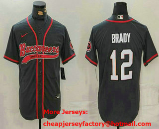 Men's Tampa Bay Buccaneers #12 Tom Brady Grey Cool Base Stitched Baseball Jersey