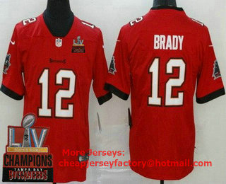 Men's Tampa Bay Buccaneers #12 Tom Brady Limited Red 2021 Super Bowl LV Champions Vapor Untouchable Jersey